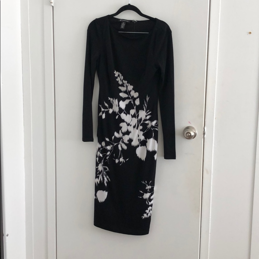 Black Long Sleeve Fitted Dress
